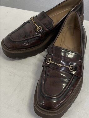 Sam Edelman Men's Dark Brown Patent Leather Horsebit Loafers